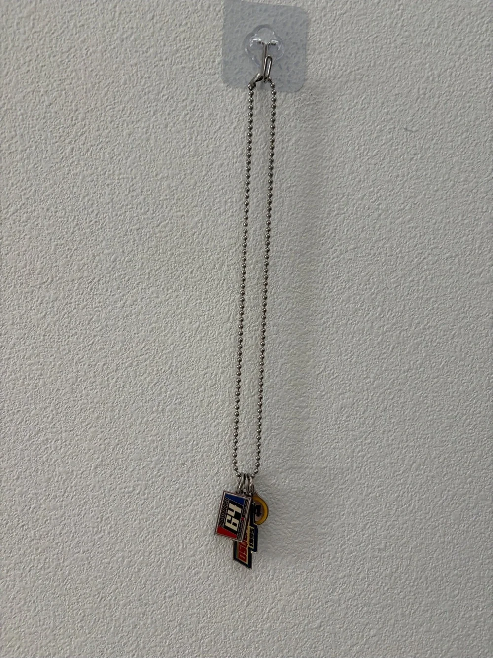DSQUARED Silver Ball Chain Necklace with Multicolor Racing Charms